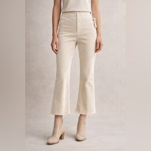 Free People In My Feelings Pants Womens Large Cream Velvet Crop Slim Flare NEW